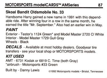 1992 Motorsports Modelcards AM Series #87 Harry Gant's Car Back