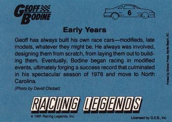 1991 Racing Legends Geoff Bodine #6 Geoff Bodine Back