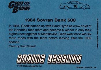 1991 Racing Legends Geoff Bodine #16 Geoff Bodine Back