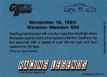1991 Racing Legends Geoff Bodine #17 Geoff Bodine Back