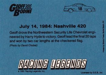 1991 Racing Legends Geoff Bodine #18 Geoff Bodine Back