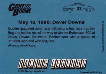 1991 Racing Legends Geoff Bodine #21 Geoff Bodine / Gary Nelson Back