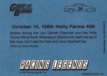 1991 Racing Legends Geoff Bodine #26 Geoff Bodine Back