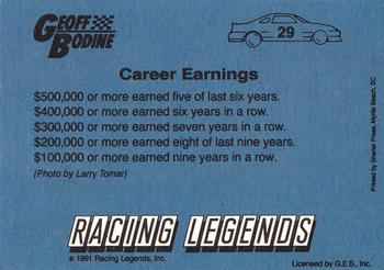 1991 Racing Legends Geoff Bodine #29 Geoff Bodine Back