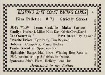 1992 Elston's East Coast Racing #4 Kim Pelletier Back