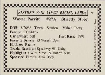1992 Elston's East Coast Racing #9 Wayne Parritt Back