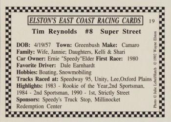 1992 Elston's East Coast Racing #19 Tim Reynolds Back