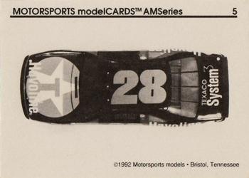 1992 Motorsports Modelcards AM Series - Premiere #5 Davey Allison's Car Back