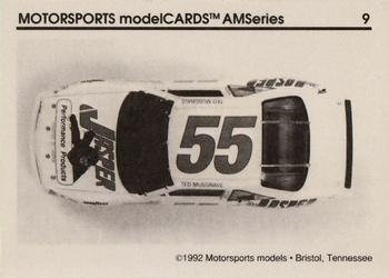 1992 Motorsports Modelcards AM Series - Premiere #9 Ted Musgrave's Car Back