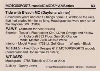 1992 Motorsports Modelcards AM Series - Premiere #83 Darrell Waltrip's Car Back