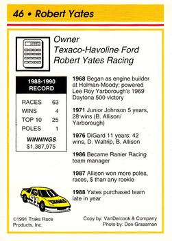 1991 Traks - Glossy #46 Robert Yates Back