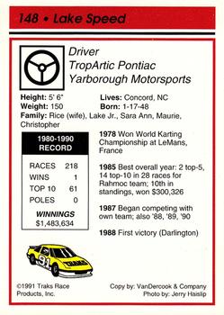 1991 Traks - Glossy #148 Lake Speed Back