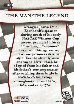 2002 Press Pass VIP - Dale Earnhardt The Man/The Legend #DE 63 Dale Earnhardt Back