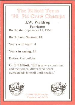 1991 Maxx The Bill Elliott Team #NNO Jim Waldrop Back