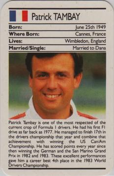 1987 Ace Fact Pack Sporting Greats Motor Racing #NNO Patrick Tambay Front