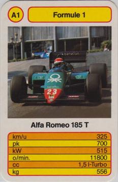 1986 Ace Trump Game Formula 1 - Formule 1 (German) #A1 Alfa Romeo 185T Front