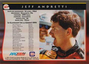 1992 All World Indy - (French) #40 Jeff Andretti Back