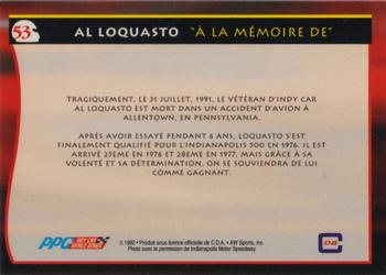 1992 All World Indy - (French) #53 Al Loquasto Back