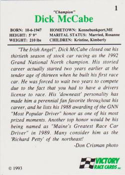 1993 Victory #1 Dick McCabe Back
