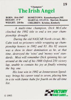 1993 Victory #19 Dick McCabe Back