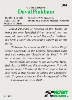 1993 Victory #104 David Pinkham Back