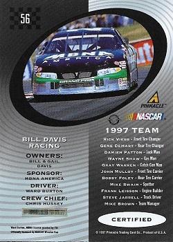 1997 Pinnacle Certified - Red #56 #22 Bill Davis Racing Back