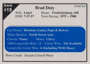 1992 Donny's Lernerville Speedway Part 1 - Silver Edition #15 Brad Doty Back