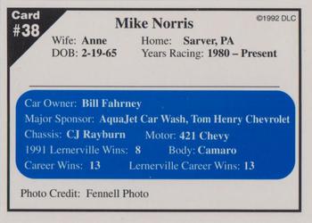 1992 Donny's Lernerville Speedway Part 1 - Silver Edition #38 Mike Norris Back