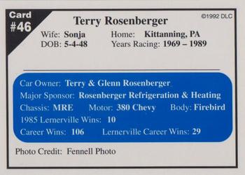 1992 Donny's Lernerville Speedway Part 1 - Silver Edition #46 Terry Rosenberger Back