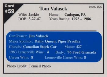 1992 Donny's Lernerville Speedway Part 1 - Silver Edition #59 Tom Valasek Back