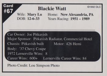 1992 Donny's Lernerville Speedway Part 2 - Silver Edition #67 Blackie Watt Back