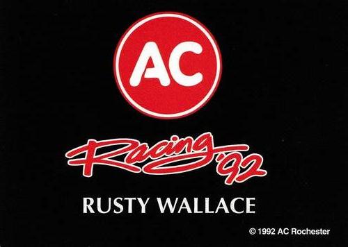 1992 AC Racing #NNO Rusty Wallace Back