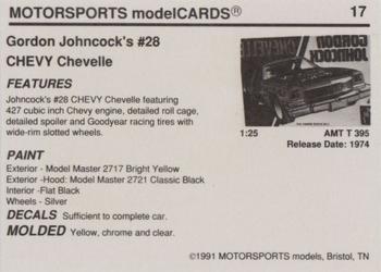 1991 Motorsports Modelcards #17 Gordon Johncock Back