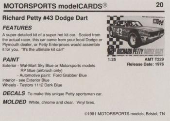 1991 Motorsports Modelcards #20 Richard Petty Back