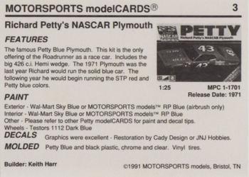 1991 Motorsports Modelcards - Premiere #3 Richard Petty Back