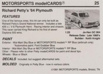 1991 Motorsports Modelcards - Premiere #25 Richard Petty Back