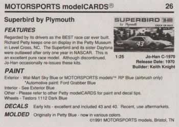 1991 Motorsports Modelcards - Premiere #26 Richard Petty Back