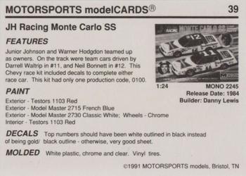 1991 Motorsports Modelcards - Premiere #39 Darrell Waltrip Back