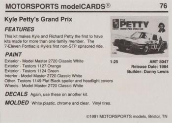 1991 Motorsports Modelcards - Premiere #76 Kyle Petty Back