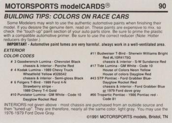 1991 Motorsports Modelcards - Premiere #90 Chassis Back