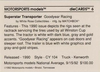 1992 Motorsports Diecards #6 Goodyear Back