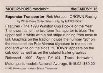 1992 Motorsports Diecards #15 Rob Moroso Back