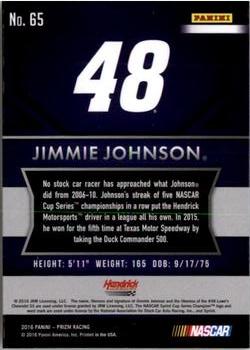 2016 Panini Prizm #65 Jimmie Johnson Back