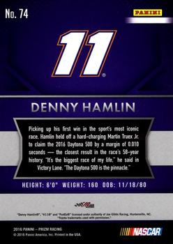2016 Panini Prizm #74 Denny Hamlin Back