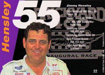 1995 Hi-Tech 1994 Brickyard 400 - Gold Foil #22 Jimmy Hensley Back