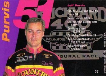 1995 Hi-Tech 1994 Brickyard 400 - Gold Foil #27 Jeff Purvis Back