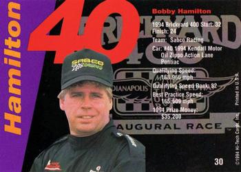1995 Hi-Tech 1994 Brickyard 400 - Gold Foil #30 Bobby Hamilton Back