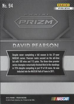 2016 Panini Prizm - Prizm #94 David Pearson Back