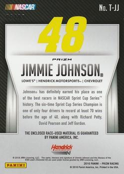 2016 Panini Prizm - Race Used Tire Green Flag Prizm #T-JJ Jimmie Johnson Back