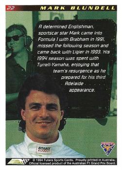 1994 Futera Adelaide F1 Grand Prix #22 Mark Blundell Back